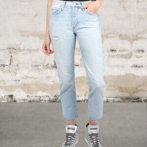 AMO Women's Tomboy Crop Jeans in Moonlight Blue Size 29